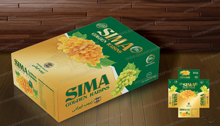 طراحی بسته بندی مواد غذایی - کشمش برند صادراتی شاهین