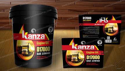  طراحی و چاپ لیبل روغن موتور سطل برند کانزا