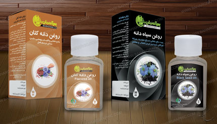 طراحی لیبل دارویی - لیبل روغن دانه کتان و سیاه دانه