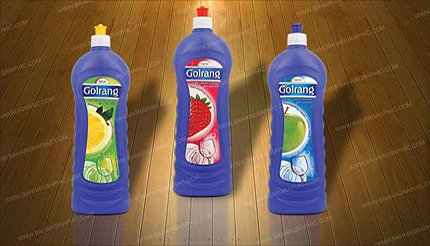 طراحی لیبل مواد شوینده - لیبل مایع ظرفشویی گلرنگ
