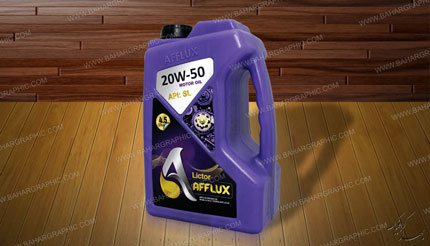 طراحی و چاپ لیبل روغن موتور 4 لیتری برند آفلوکس